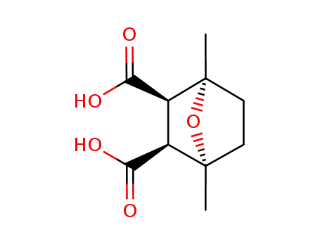 Molecular Structure of 109282-37-3 ((1R,4S,5R,6S)-1,4-dimethyl-7-oxabicyclo[2.2.1]heptane-5,6-dicarboxylic acid)