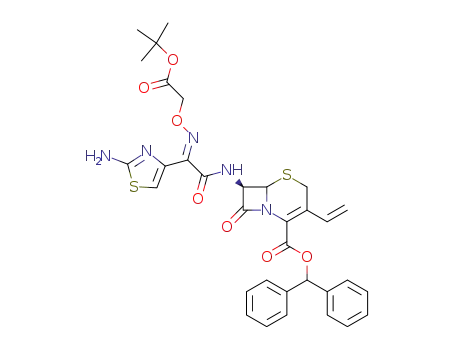 diphenylmethyl 7β-<(E)-2-(2-amino-4-thiazolyl)-2-tert-butoxycarbonylmethoxyiminoacetamido>-3-vinyl-3-cephem-4-carboxylate
