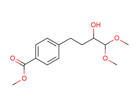 Molecular Structure of 157848-17-4 (4-(3-hydroxy-4,4-dimethoxybutyl)benzoic acid methyl ester)