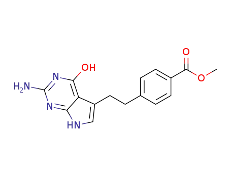 Molecular Structure of 155405-80-4 (4-[2-(2-Amino-4,7-dihydro-4-oxo-1H-pyrrolo[2,3-d]pyrimidin-5-yl)ethyl]benzoic acid methyl ester)