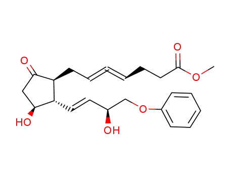Molecular Structure of 108815-43-6 (Methyl (4,5,6S)-7-<(1S,2S,3S)-3-hydroxy-2-<(E)-(3S)-3-hydroxy-4-phenoxy-1-butenyl>-5-oxocyclopentyl>-4,5-heptadienoate)