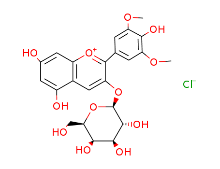 1-Benzopyrylium, 3-(b-D-galactopyranosyloxy)-5,7-dihydroxy-2-(4-hydroxy-3,5-dimethoxyphenyl)-,chloride (1:1)