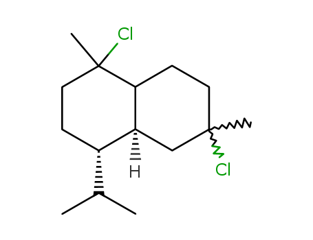 Molecular Structure of 10207-94-0 (Naphthalene,1,6-dichlorodecahydro-1,6-dimethyl-4-(1-methylethyl)-, (1S,4S,4aS,6R,8aS)-)