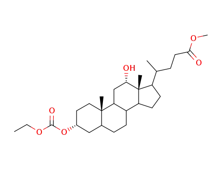 Molecular Structure of 70779-09-8 (methyl 3alpha-[(ethoxycarbonyl)oxy]-12alpha-hydroxy-5beta-cholan-24-oate)