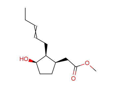 Molecular Structure of 51388-61-5 (Cyclopentaneacetic acid, 3-hydroxy-2-(2-pentenyl)-, methyl ester)