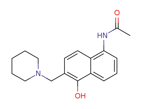 Molecular Structure of 116415-42-0 (Acetamide, N-[5-hydroxy-6-(1-piperidinylmethyl)-1-naphthalenyl]-)