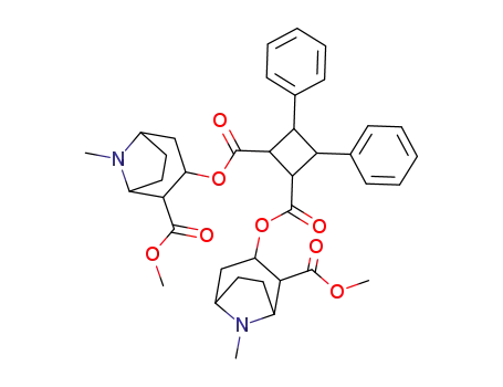 Molecular Structure of 113297-77-1 (3α,4α-Diphenylcyclobutane-1β,2α-dicarboxylic acid bis[(1R,5S)-2-(methoxycarbonyl)-8-methyl-8-azabicyclo[3.2.1]octan-3-yl] ester)
