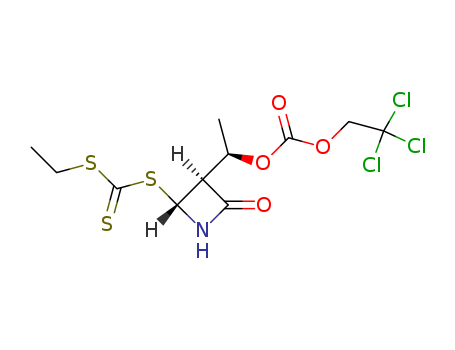 Carbonic acid,1-[2-[[(ethylthio)thioxomethyl]thio]-4-oxo-3-azetidinyl]ethyl2,2,2-trichloroethyl ester, [2R-[2a,3b(R*)]]- (9CI)