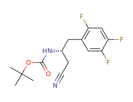 Molecular Structure of 1246960-23-5 ((R)-tert-butyl (1-cyano-3-(2,4,5-trifluorophenyl)propan-2-yl)carbamate)