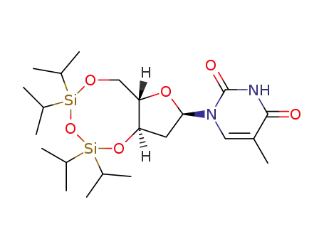 Molecular Structure of 137174-38-0 (5-methyl-1-((6aR,8R,9aR)-2,2,4,4-tetraisopropyltetrahydro-6H-furo[3,2-f][1,3,5,2,4]trioxadisilocin-8-yl)pyrimidine-2,4(1H,3H)-dione)