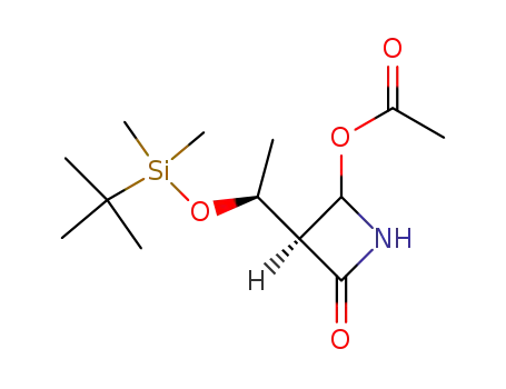 Molecular Structure of 78963-47-0 (Acetic acid (S)-3-[(S)-1-(tert-butyl-dimethyl-silanyloxy)-ethyl]-4-oxo-azetidin-2-yl ester)