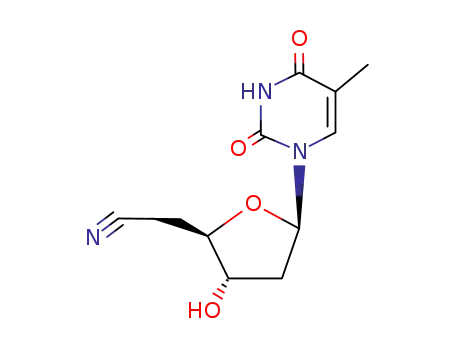 Molecular Structure of 22567-00-6 (b-D-erythro-Hexofuranurononitrile,1,2,5-trideoxy-1-(3,4-dihydro-5-methyl-2,4-dioxo-1(2H)-pyrimidinyl)- (9CI))