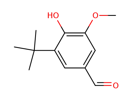 Molecular Structure of 33837-83-1 (3-(1,1-dimethylethyl)-4-hydroxy-5-methoxybenzaldehyde)