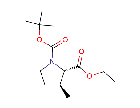 Molecular Structure of 411225-57-5 ((2S,3S)-1-tert-butyl 2-ethyl 3-methyl-pyrrolidine-1,2-dicarboxylate)