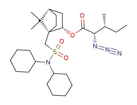 Molecular Structure of 106749-12-6 ((2S,3R)-2-Azido-3-methyl-pentanoic acid (1R,2S,4S)-1-[(dicyclohexylsulfamoyl)-methyl]-7,7-dimethyl-bicyclo[2.2.1]hept-2-yl ester)