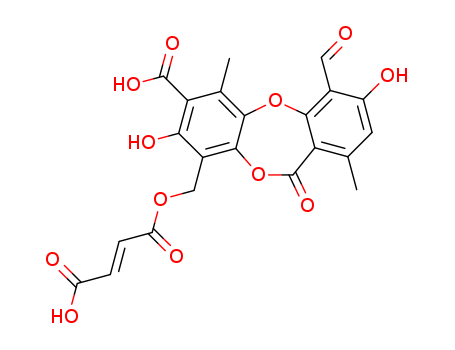 9-(3-Carboxy-acryloyloximethyl)-4-formyl-3,8-dihydroxy-1,6-dimethyl-11-oxo-11H-dibenzo[b,e][1,4]dioxepin-7-carboxylic acid