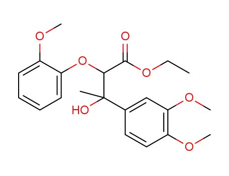 Molecular Structure of 1416781-26-4 (ethyl-3-(3,4-dimethoxyphenyl)-3-hydroxy-2-(2-methoxyphenoxy)-3-methylpropanoate)