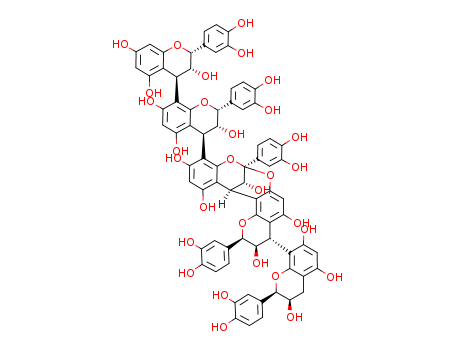 [4,8'-Bi-2H-1-benzopyran]-3,3',5,5',7,7'-hexol,4'-[(2R,3R,4S,8R,14R,15R)-2,8-bis(3,4-dihydroxyphenyl)-4-[(2R,3R)-2-(3,4-dihydroxyphenyl)-3,4-dihydro-3,5,7-trihydroxy-2H-1-benzopyran-8-yl]-3,4-dihydro-