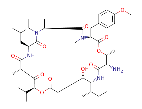 (5S,8S,10S,14S,15R,18S,19R,22S,24aS)-18-Amino-15-((S)-sec-butyl)-14-hydroxy-5-isobutyl-10-isopropyl-22-(4-methoxy-benzyl)-8,19,23-trimethyl-tetradecahydro-11,20-dioxa-3a,6,16,23-tetraaza-cyclopentacyclotricosene-4,7,9,12,17,21,24-heptaone