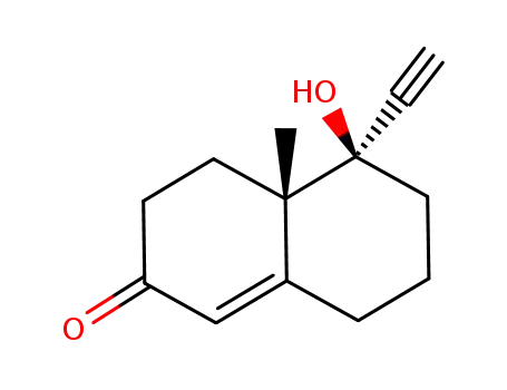 Molecular Structure of 51547-30-9 (5β-hydroxy-5α-ethynyl-10β-methyl-Δ<sup>1(9)</sup>-octalin-2-one)
