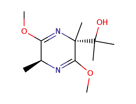 Molecular Structure of 72968-03-7 (2-((S)-3,6-Dimethoxy-2,5-dimethyl-2,5-dihydro-pyrazin-2-yl)-propan-2-ol)