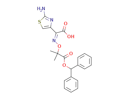 Molecular Structure of 77497-47-3 (2-amino-alpha-[[2-(diphenylmethoxy)-1,1-dimethyl-2-oxoethoxy]imino]thiazol-4-acetic acid)