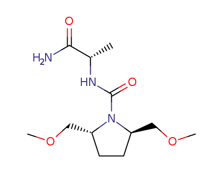 Molecular Structure of 137910-12-4 ((2R,5R)-2,5-Bis-methoxymethyl-pyrrolidine-1-carboxylic acid ((S)-1-carbamoyl-ethyl)-amide)