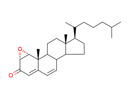 Molecular Structure of 28893-44-9 (1alpha,2alpha-epoxycholesta-4,6-dien-3-one)