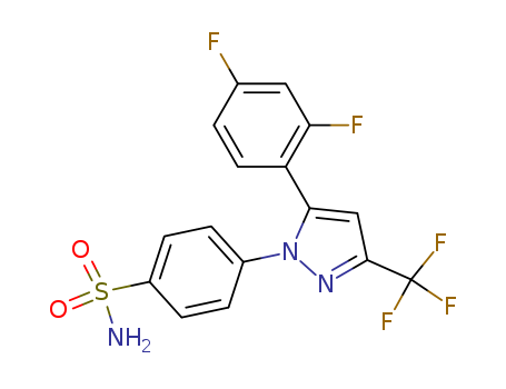 Molecular Structure of 170569-90-1 (Benzenesulfonamide,
4-[5-(2,4-difluorophenyl)-3-(trifluoromethyl)-1H-pyrazol-1-yl]-)