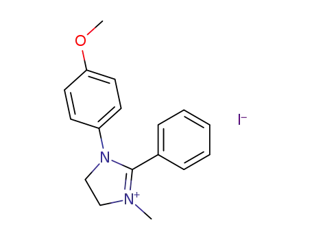 Molecular Structure of 116708-55-5 (1H-Imidazolium, 4,5-dihydro-1-(4-methoxyphenyl)-3-methyl-2-phenyl-,
iodide)