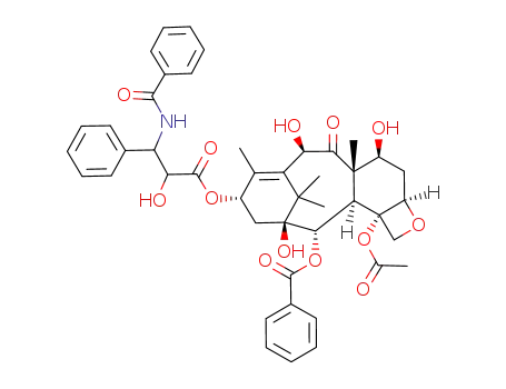 Molecular Structure of 133577-35-2 (Benzenepropanoic acid, b-(benzoylamino)-a-hydroxy-,(2aR,4S,4aS,6R,9S,11S,12S,12aR,12bS)-12b-(acetyloxy)-12-(benzoyloxy)-2a,3,4,4a,5,6,9,10,11,12,12a,12b-dodecahydro-4,6,11-trihydroxy-4a,8,13,13-tetramethyl-5-oxo-7,11-methano-1H-cyclodeca[3,4]benz[1,2-b]oxet-9-ylester, (aS,bS)-)