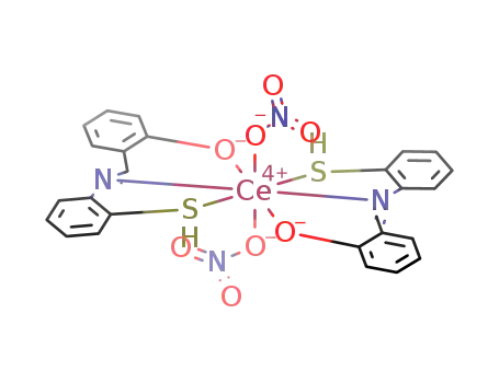 Molecular Structure of 240814-64-6 ((OC<sub>6</sub>H<sub>4</sub>CHNC<sub>6</sub>H<sub>4</sub>SH)2Ce(NO<sub>3</sub>)2)