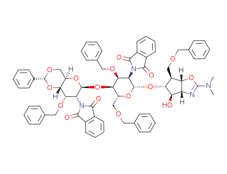 .beta.-D-Allopyranoside, 2-(dimethylamino)-3a,5,6,6a-tetrahydro-4-hydroxy-6-(phenylmethoxy)methyl-4H-cyclopentoxazol-5-yl 2-deoxy-4-O-2-deoxy-2-(1,3-dihydro-1,3-dioxo-2H-isoindol-2-yl)-3-O-(phenylmethyl)-4,6-O-(phenylmethylene)-.beta.-D-allopyranosyl-2-(1
