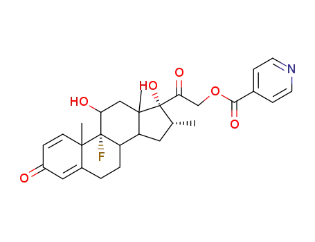 Molecular Structure of 94135-31-6 (9-fluoro-11beta,17,21-trihydroxy-16beta-methylpregna-1,4-diene-3,20-dione 21-isonicotinate)