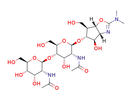 Molecular Structure of 144539-85-5 (b-D-Allopyranoside,(3aS,4S,5S,6R,6aR)-2-(dimethylamino)-3a,5,6,6a-tetrahydro-4-hydroxy-6-(hydroxymethyl)-4H-cyclopentoxazol-5-yl2-(acetylamino)-4-O-[2-(acetylamino)-2-deoxy-b-D-allopyranosyl]-2-deoxy-)