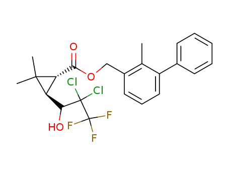 Molecular Structure of 107686-48-6 ((2-methyl-3-phenylphenyl)methyl (1RS,3SR)-3-(2,2-dichloro-3,3,3-trifluoro-1-hydroxypropyl)-2,2-dimethylcyclopropanecarboxylate)