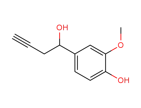 Molecular Structure of 132927-15-2 (4-(1-hydroxybut-3-ynyl)-2-methoxyphenol)