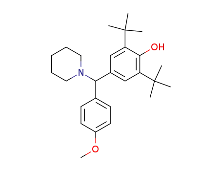 Molecular Structure of 75393-95-2 (2,6-di-tert-butyl-4-[(4-methoxyphenyl)(piperidin-1-yl)methyl]phenol)