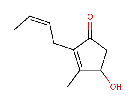 Molecular Structure of 17190-74-8 (2-[(Z)-but-2-enyl]-4-hydroxy-3-methyl-cyclopent-2-en-1-one)