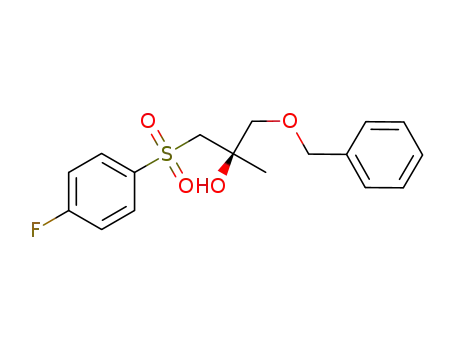 Molecular Structure of 928312-14-5 (2-Propanol, 1-[(4-fluorophenyl)sulfonyl]-2-methyl-3-(phenylmethoxy)-,
(2R)-)
