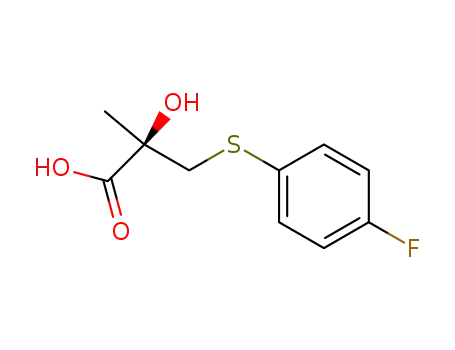 Molecular Structure of 335595-52-3 ((R)-3-(4-fluorophenylmercapto)-2-hydroxy-2-methylpropionic acid)