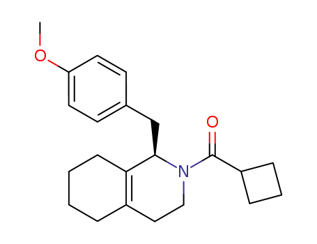 Molecular Structure of 66209-45-8 (Cyclobutyl-[(R)-1-(4-methoxy-benzyl)-3,4,5,6,7,8-hexahydro-1H-isoquinolin-2-yl]-methanone)