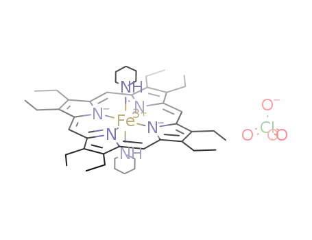 Molecular Structure of 1365453-20-8 ([Fe(octaethylporphyrin)(piperidine)2][ClO<sub>4</sub>])
