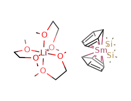 Molecular Structure of 95156-25-5 (tris(dimethoxyethane-O,O')lithium bis(cyclopentadienyl)bis(trimethylsilyl)samarate(III))