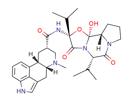 Molecular Structure of 76189-69-0 (Ergotaman-3',6',18-trione,9,10-dihydro-12'- hydroxy-2',5'-bis(1-methylethyl)-,(2'â,5'R,- 10R)- )