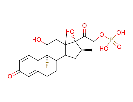 Molecular Structure of 360-63-4 (9-fluoro-11beta,17,21-trihydroxy-16beta-methylpregna-1,4-diene-3,20-dione 21-(hydrogen phosphonate))