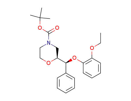 Molecular Structure of 847805-34-9 (4-Morpholinecarboxylic acid, 2-[(S)-(2-ethoxyphenoxy)phenylmethyl]-,
1,1-dimethylethyl ester, (2S)-)