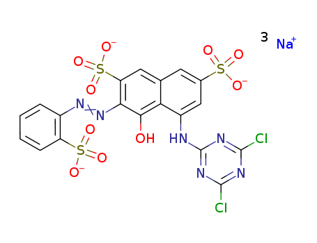2,7-Naphthalenedisulfonicacid,5-[(4,6-dichloro-1,3,5-triazin-2-yl)amino]-4-hydroxy-3-[2-(2-sulfophenyl)diazenyl]-,sodium salt (1:3)