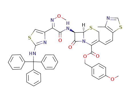 p-Methoxybenzyl 7-<(Z)-2-(2-tritylaminothiazol-4-yl)-2-methoxyiminoacetamido>-3(Z)-(4-methylthiazol-5-yl)vinyl-3-cephem-4-carboxylate