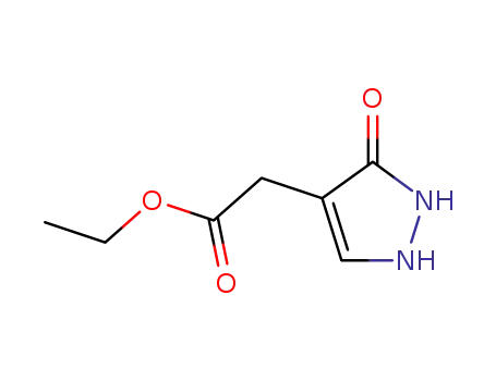 Molecular Structure of 890095-13-3 ((3-oxo-2,3-dihydro-1<i>H</i>-pyrazol-4-yl)-acetic acid ethyl ester)